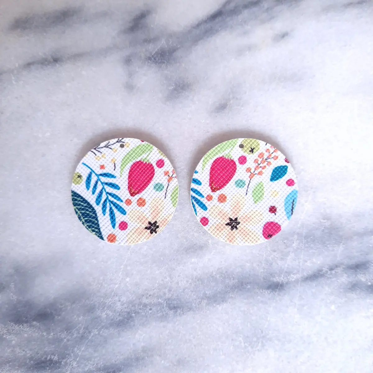 30mm_Round_Floral_Print_Faux_Leather_Earrings
