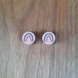 16mm Light Pink With Rainbow Earring Studs