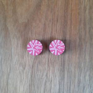 16mm Pink With White Abstract Star Earring Studs