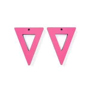 Hot Pink Painted Triangular Cutout Earrings