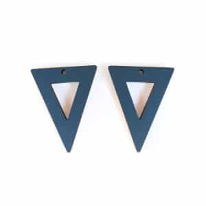 Navy Painted Triangular Cutout Earrings